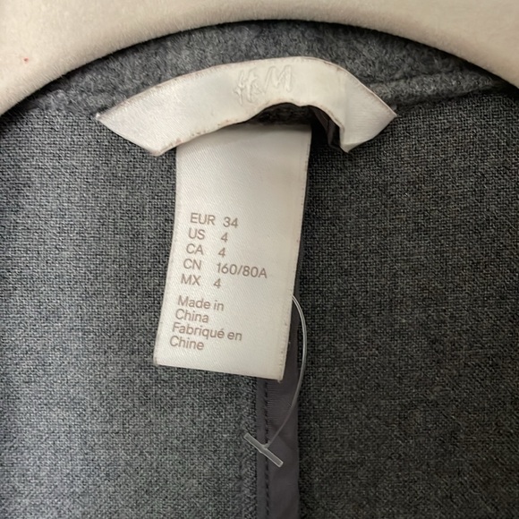 Grey Long Winter Pea Coat Open Front Jacket - Picture 5 of 8